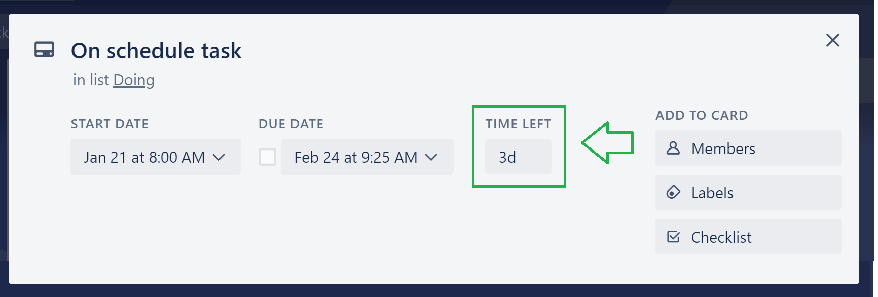 Display the time left before due date for a task