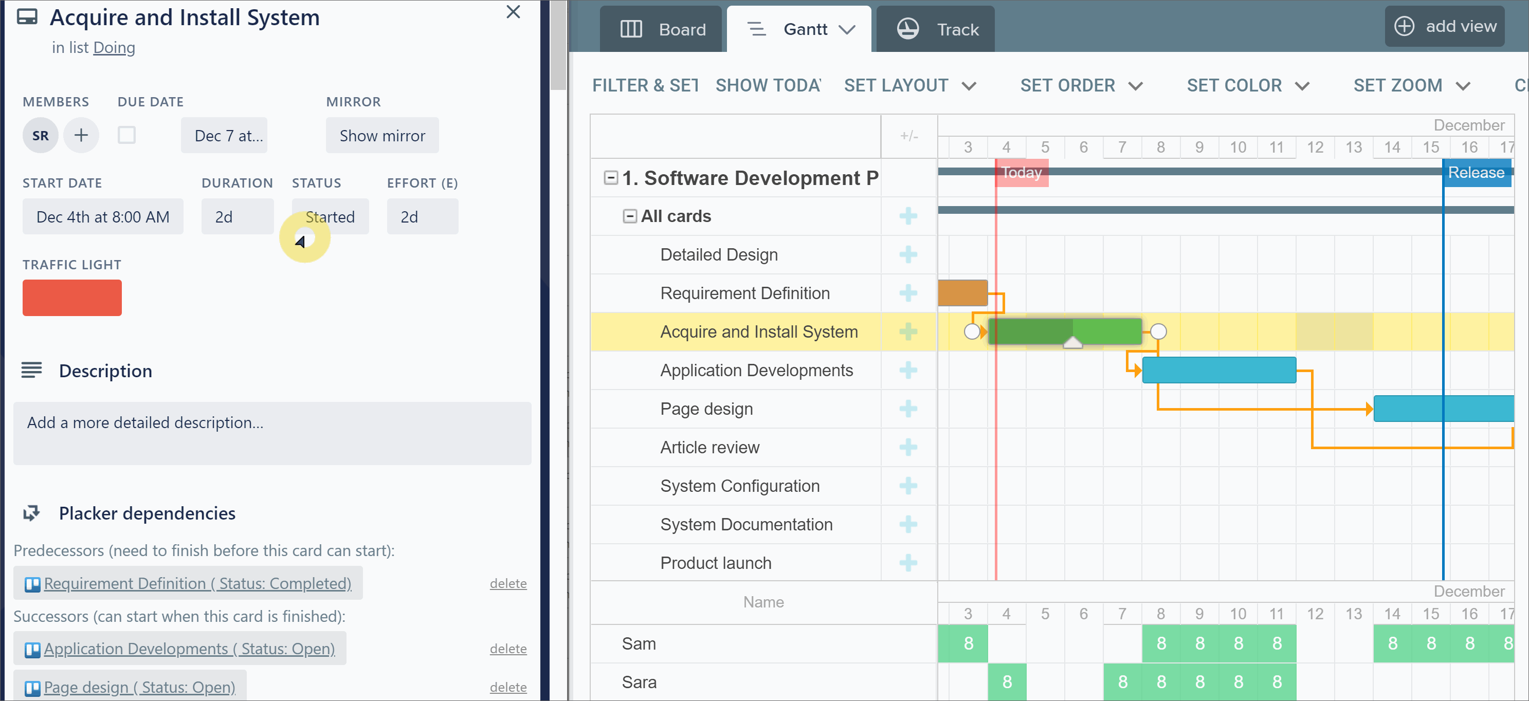 Placker creates Gantt chart based on Trello boards and cards